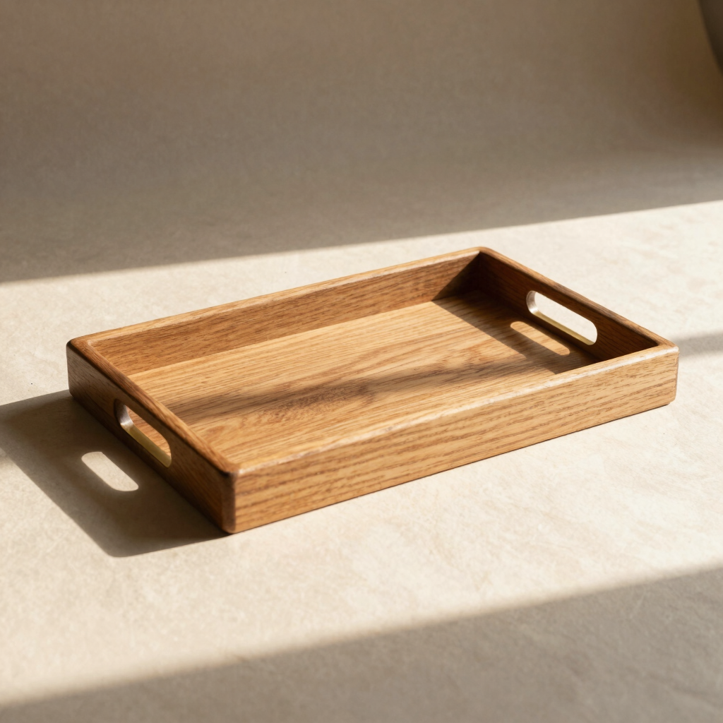 Brass & Oakwood Desktop Tray