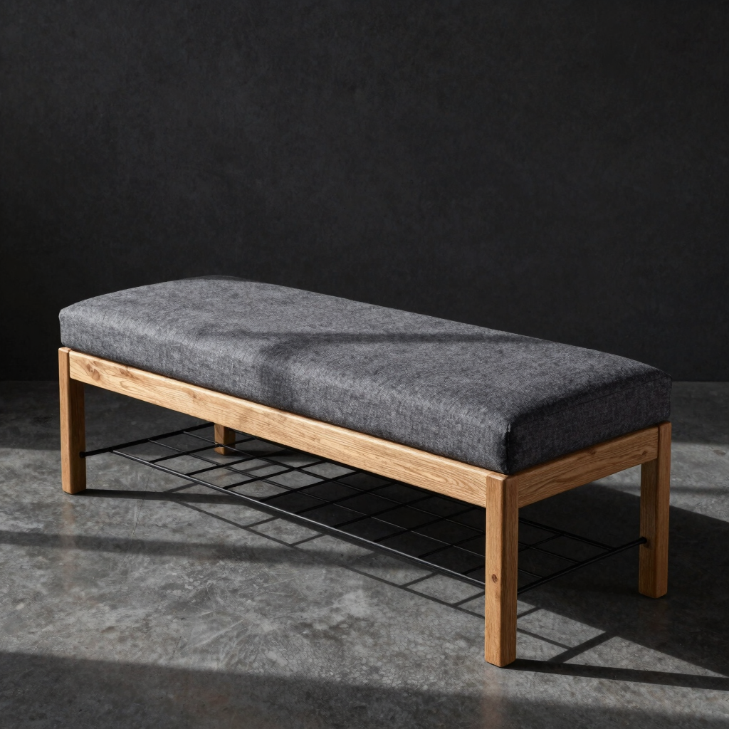 Linear Bedroom Bench with Shoe Grid
