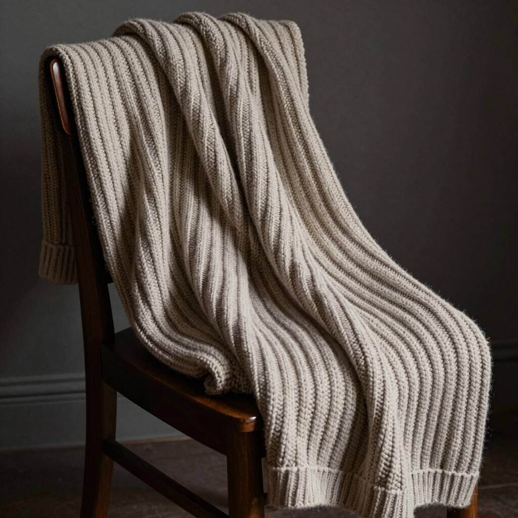 Ribbed Knit Sofa Blanket