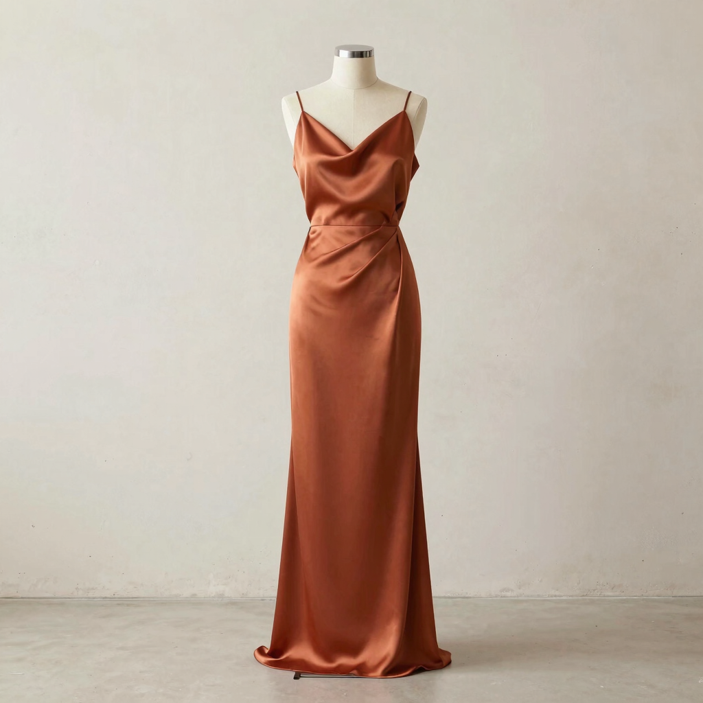 Robe Longue en Soie Terracotta