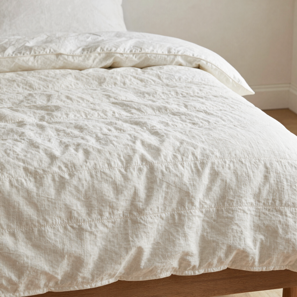Chalk-Stitched Linen Bed Quilt