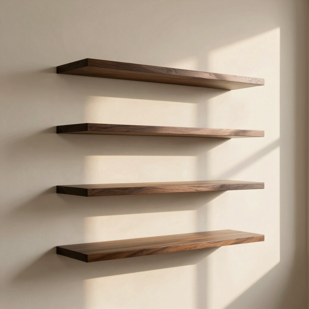 Sleek Walnut Floating Shelf Set