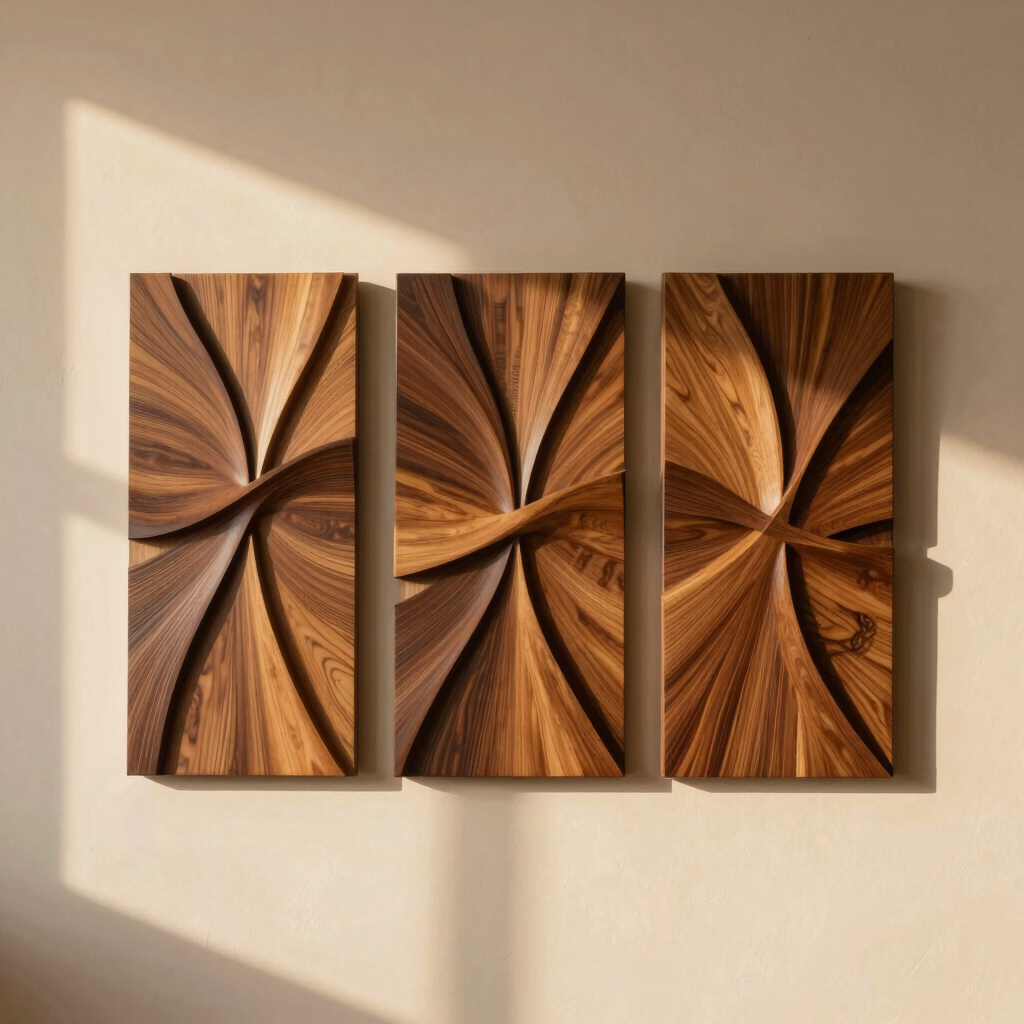 Triptych Wooden Relief Wall Art