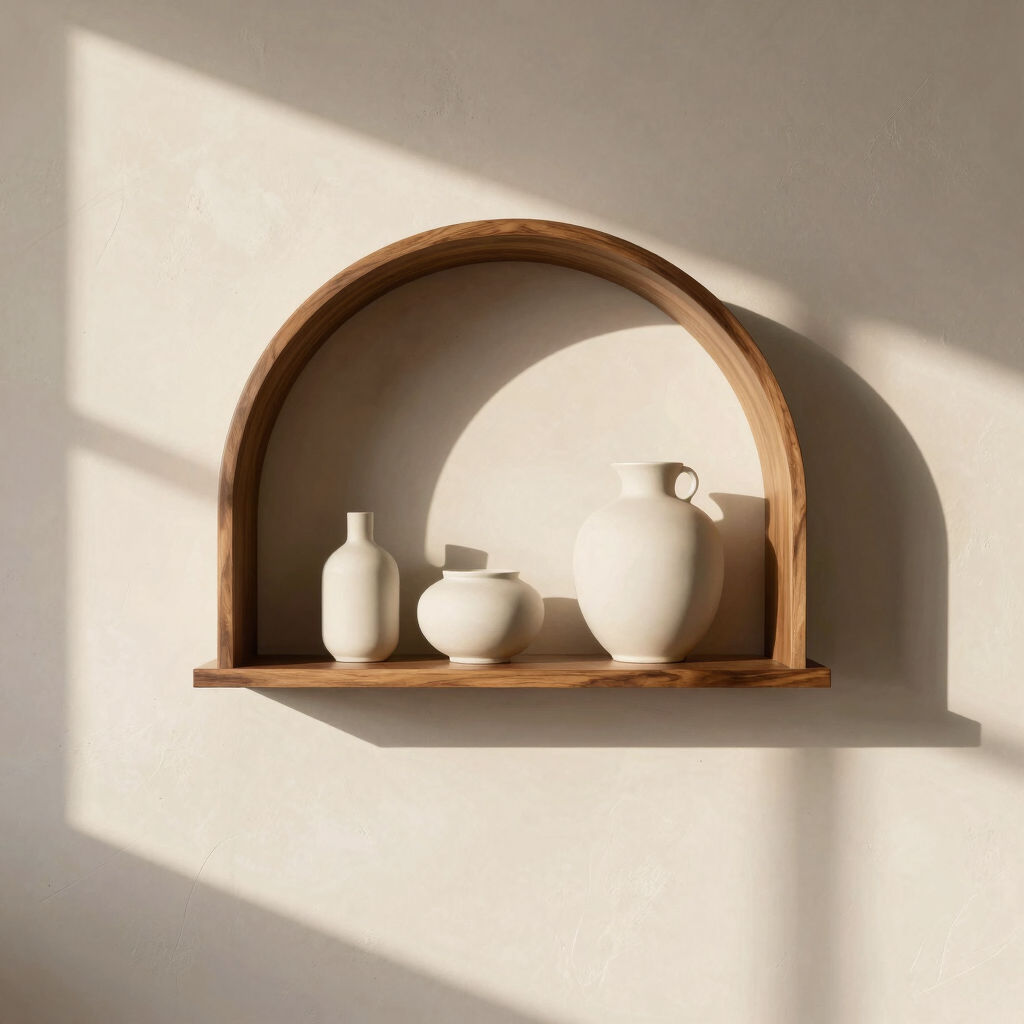 Arched Walnut Wall Alcove