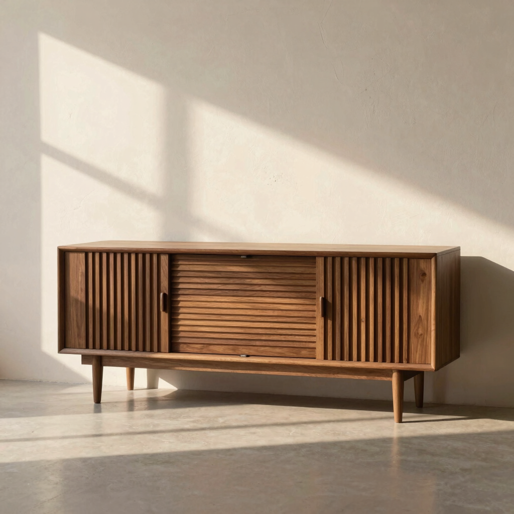 Linear Walnut TV Credenza