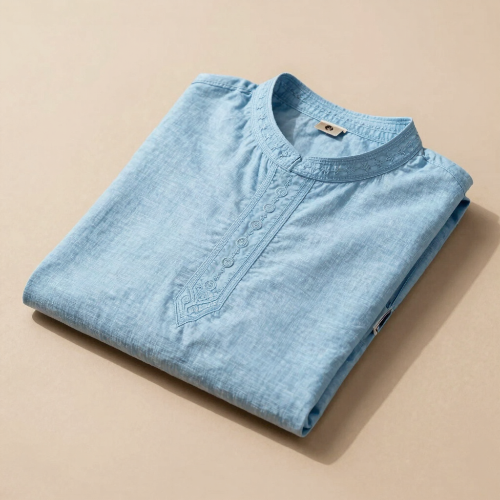 Embroidered Cotton Linen Kurta