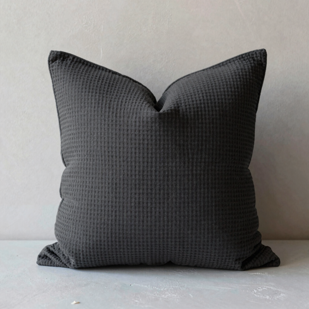 Deep Charcoal Waffle Pillow