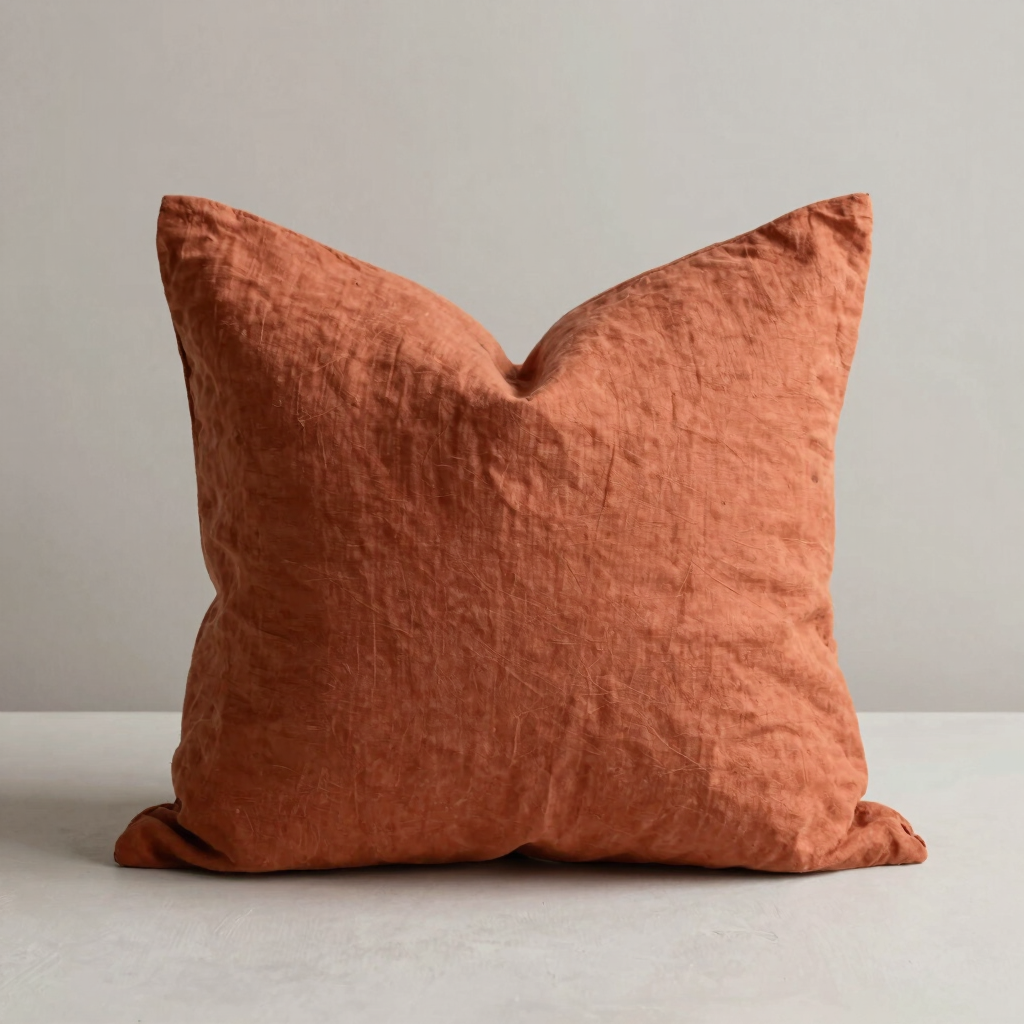 Terracotta Washed Linen Cover