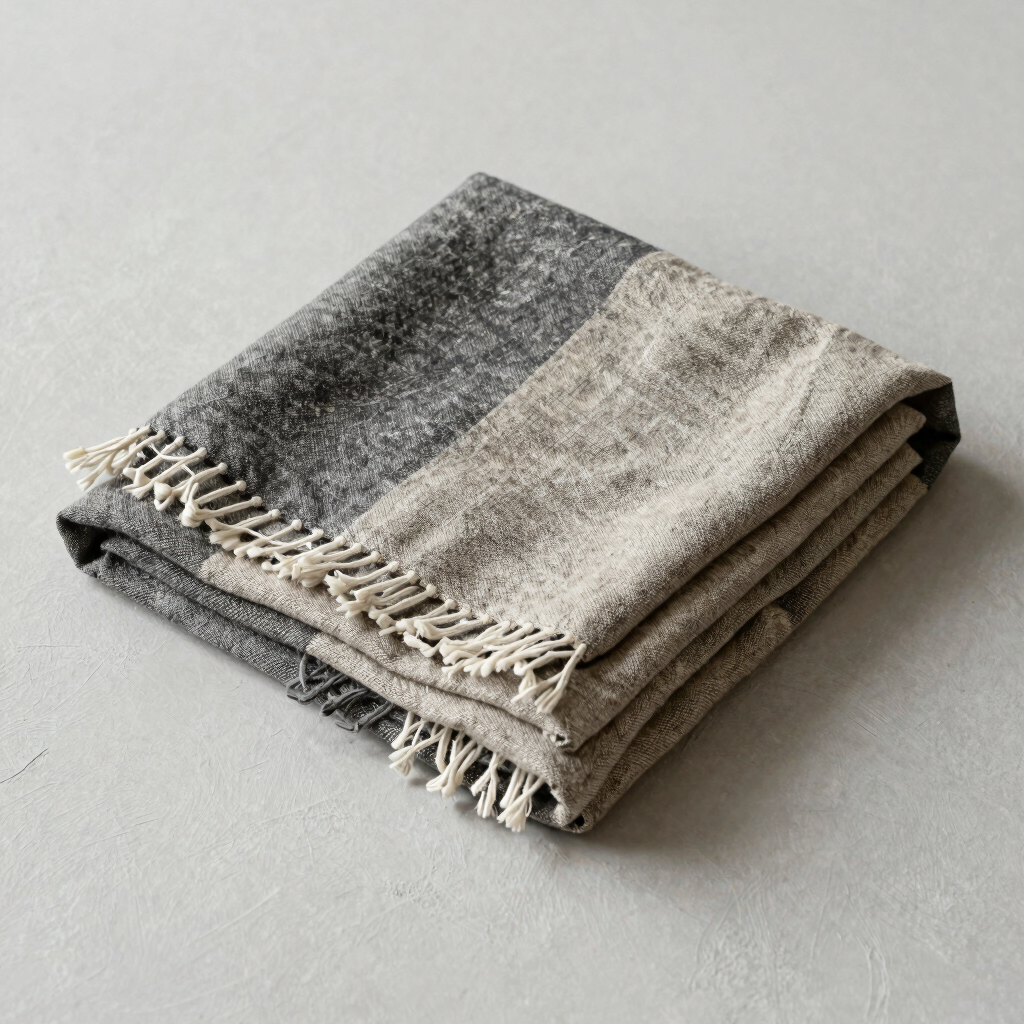 Unrefined Linen Fringe Blanket