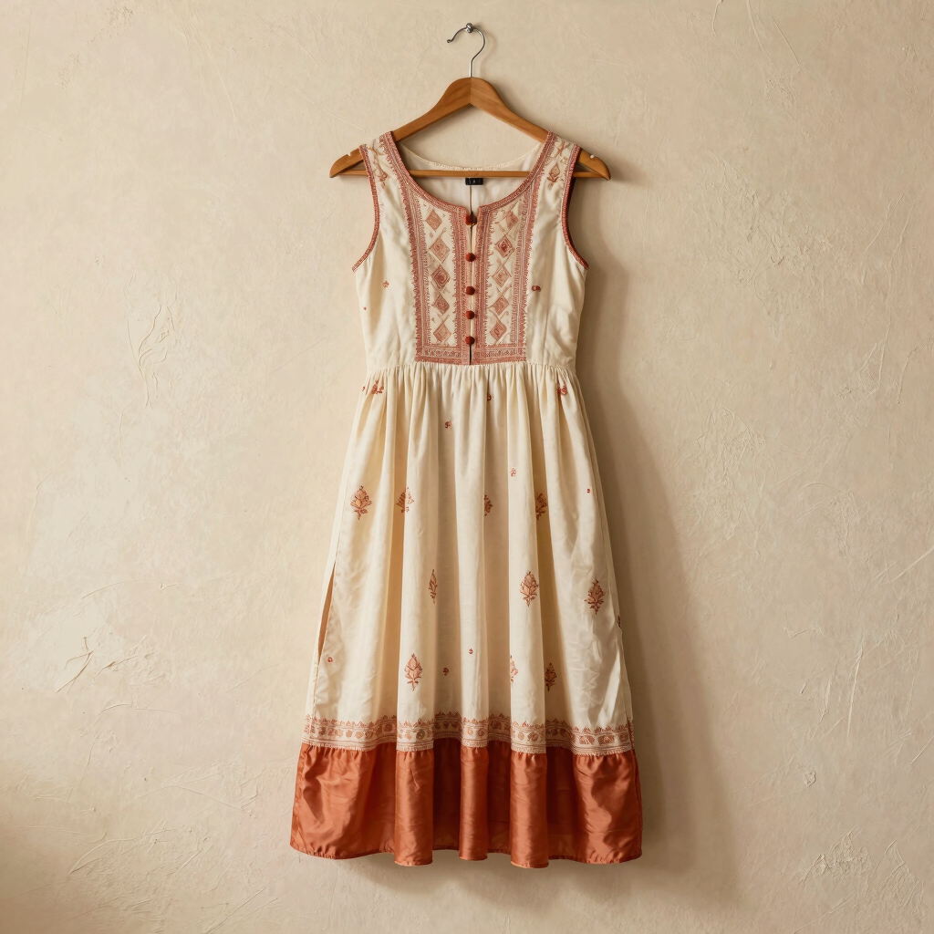 Chanderi Silk Layered Anarkali