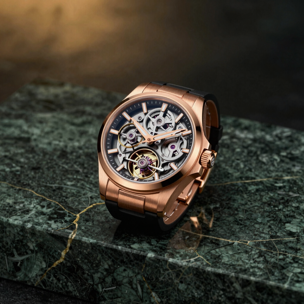 Relógio Skeleton Rosé Tourbillon
