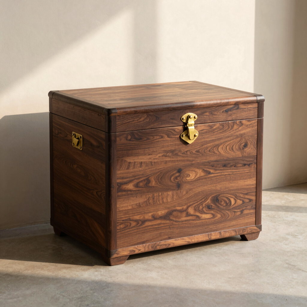 Arden Lockable Walnut Storage Chest
