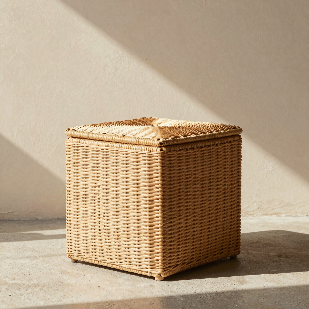 Solis Woven Rattan Cube Ottoman