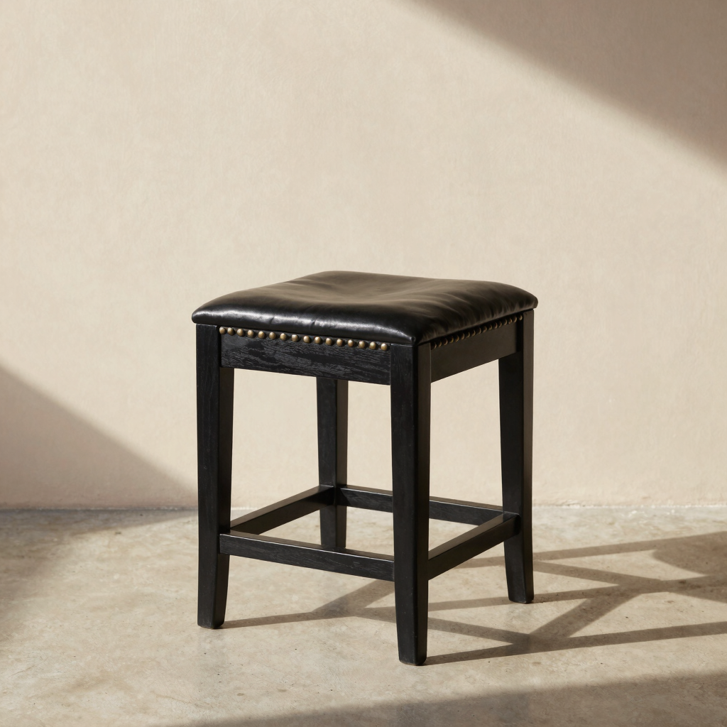 Hale Black Leather Accent Stool