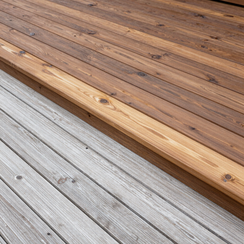 Nettoyage et revitalisation de terrasse en bois