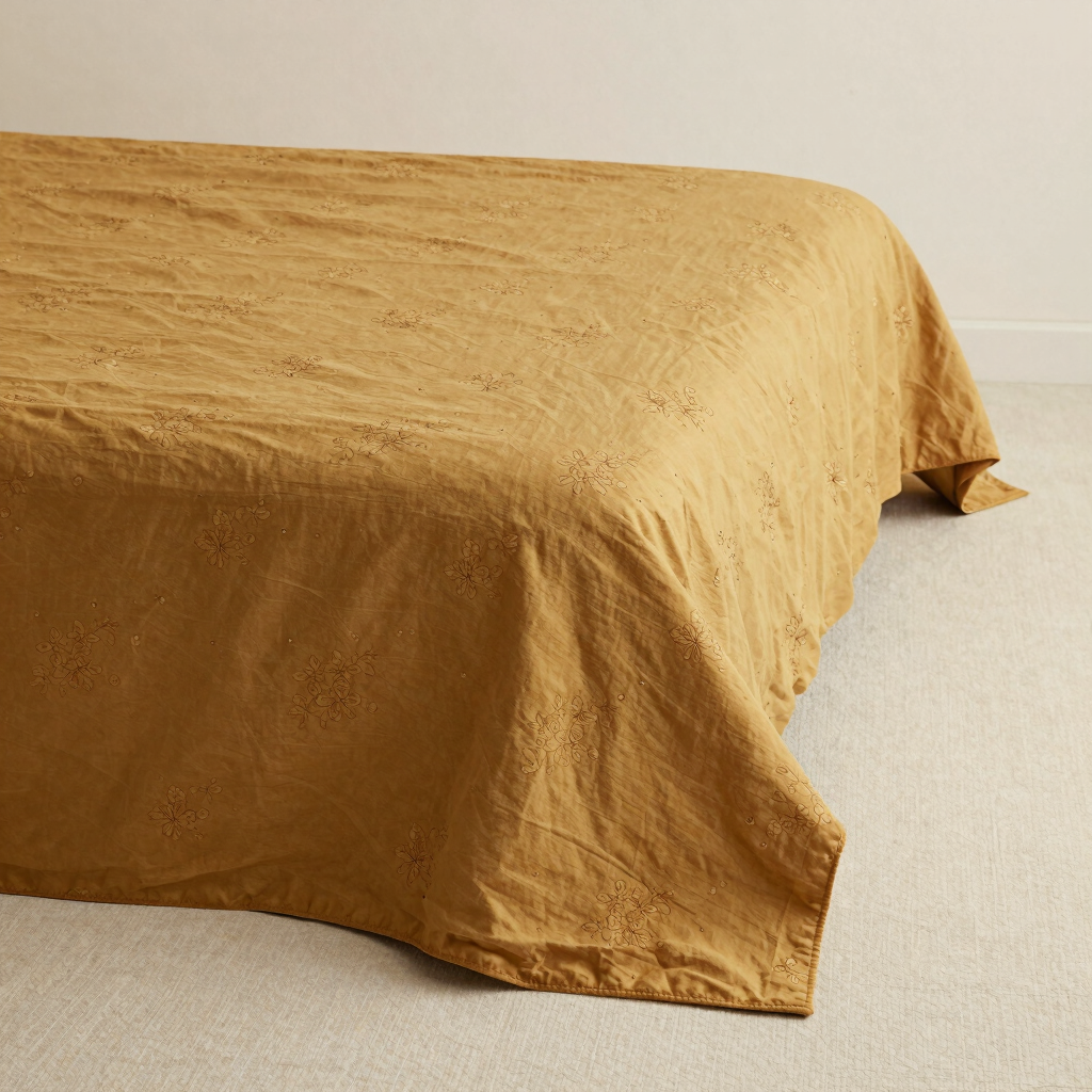 Mustard Gold Floral Single Bedsheet