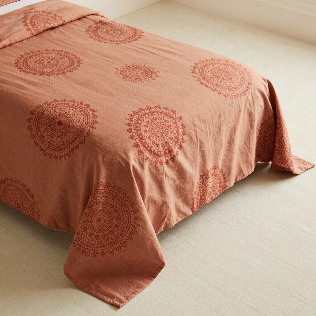 Terracotta Mandala Queen Bedsheet