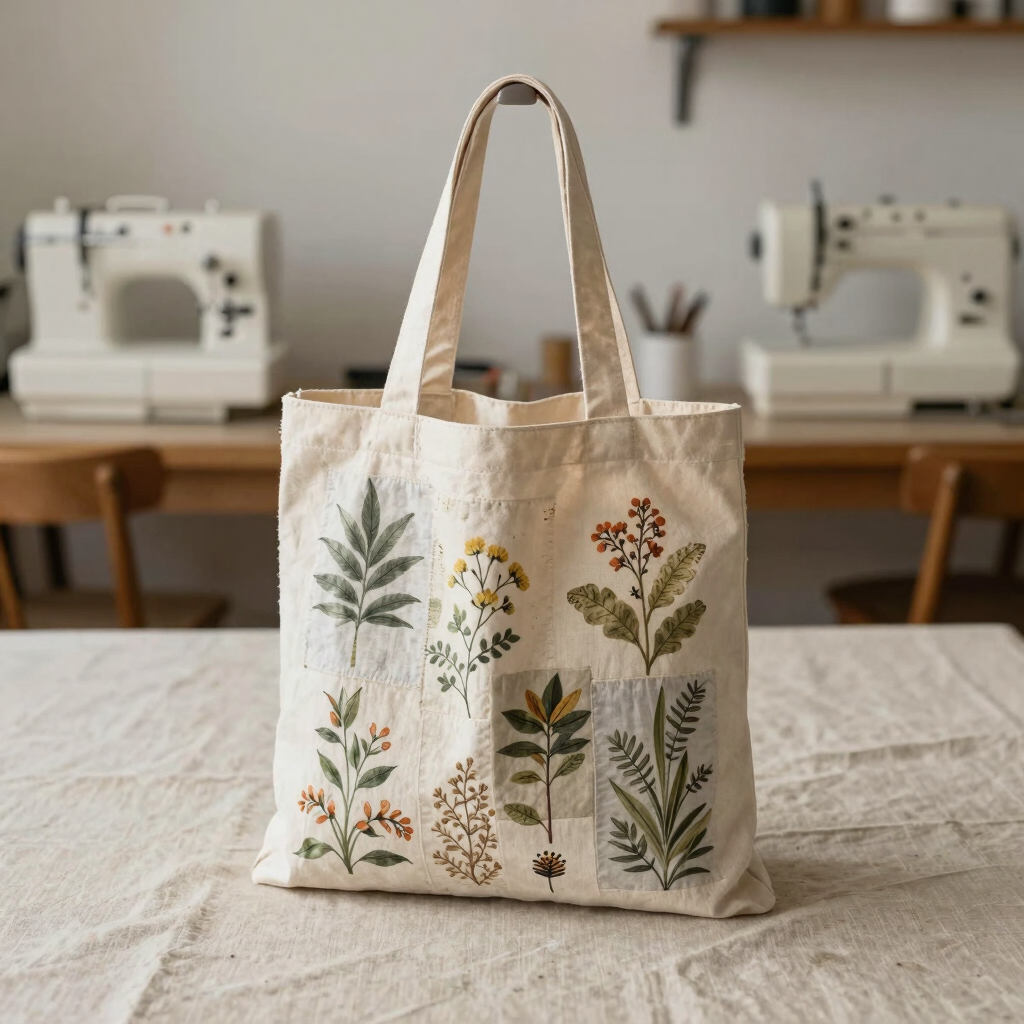 Bolsa Tote Patchwork Botânica