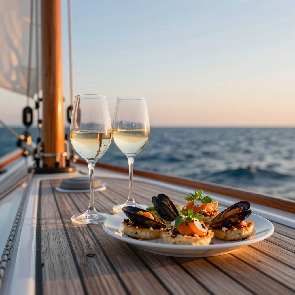Excursión con almuerzo o cena preparados a bordo.