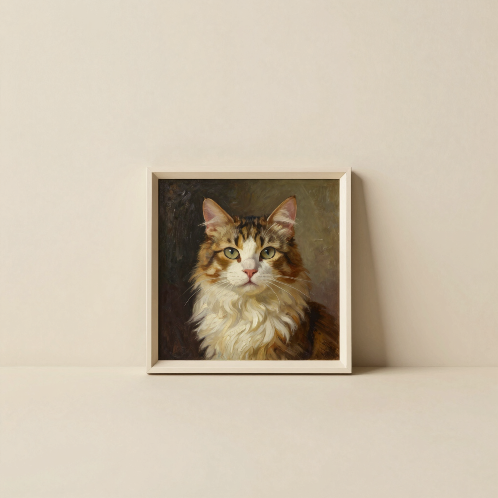 Anxious Cat in Renaissance Collar Original
