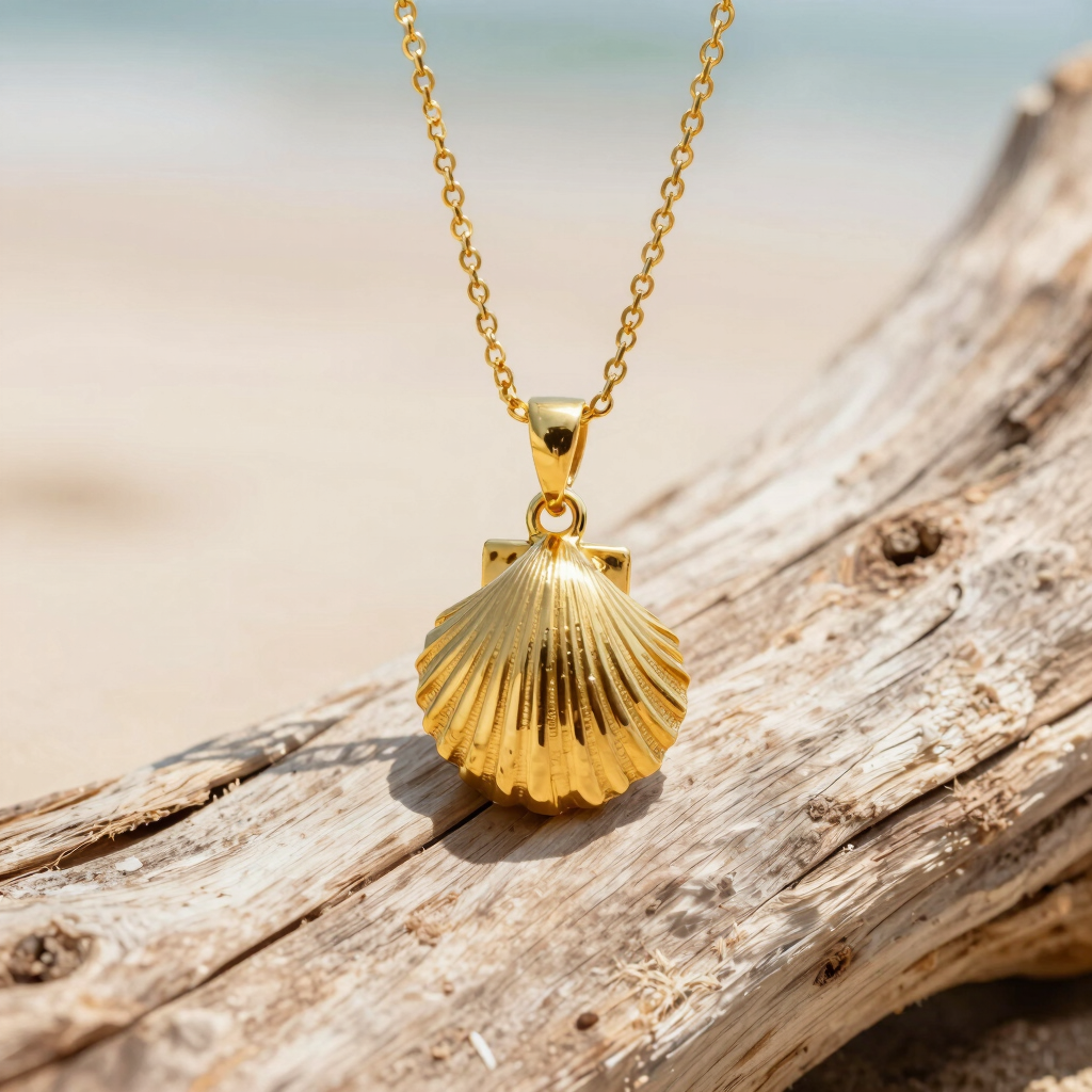Collier Coquillage Doré du Morbihan