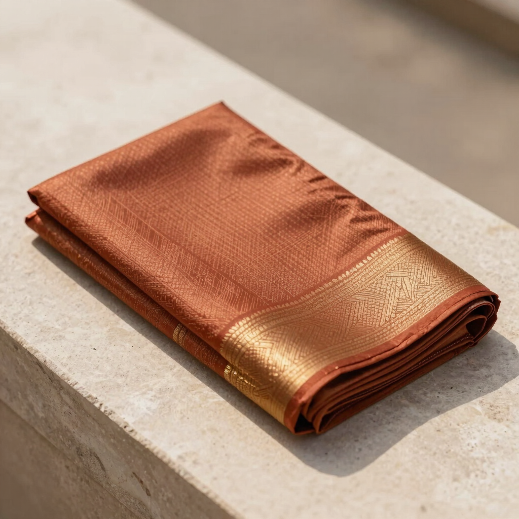 Vasundhara Terracotta Tussar Saree