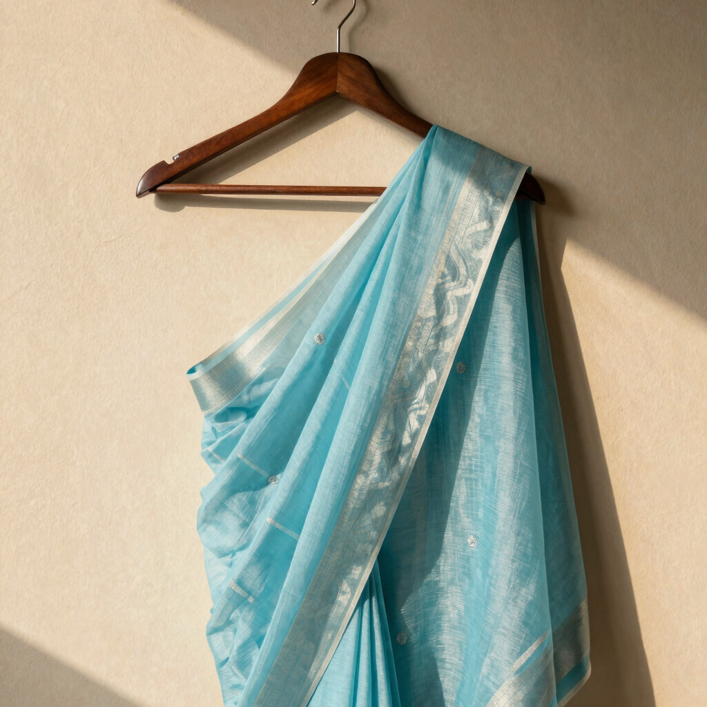 Mayurika Blue Chanderi Saree