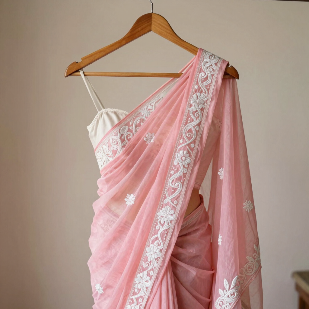 Nandini Pastel Pink Georgette Saree
