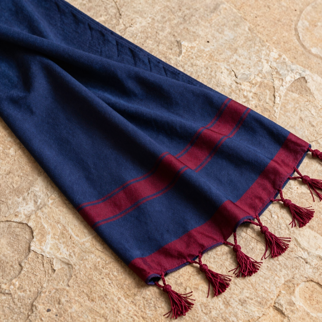 Indigo & Crimson Silk-Blend Keffiyeh