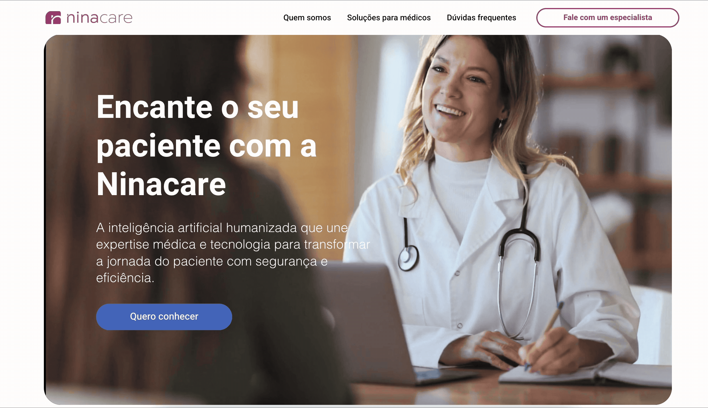 A imagem é um gif animado da homepage Ninacare.