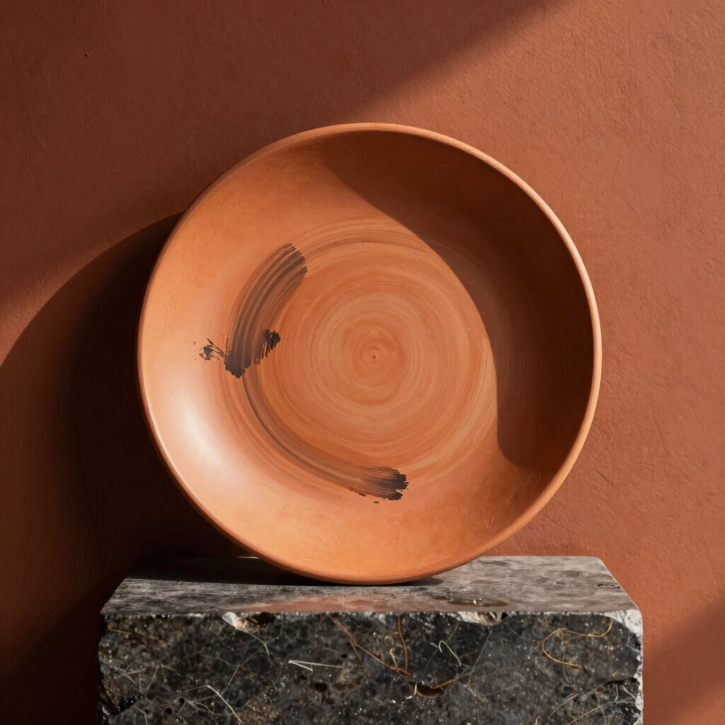 Terracotta Abstract Ceramic Plate