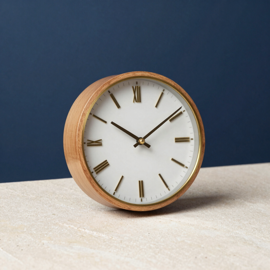 Brass & Oak Wall Clock