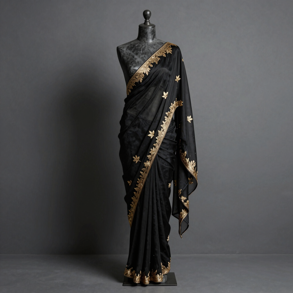 Noir Organza Drape Saree