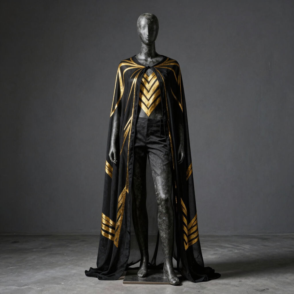 Gilded Chevron Georgette Cape