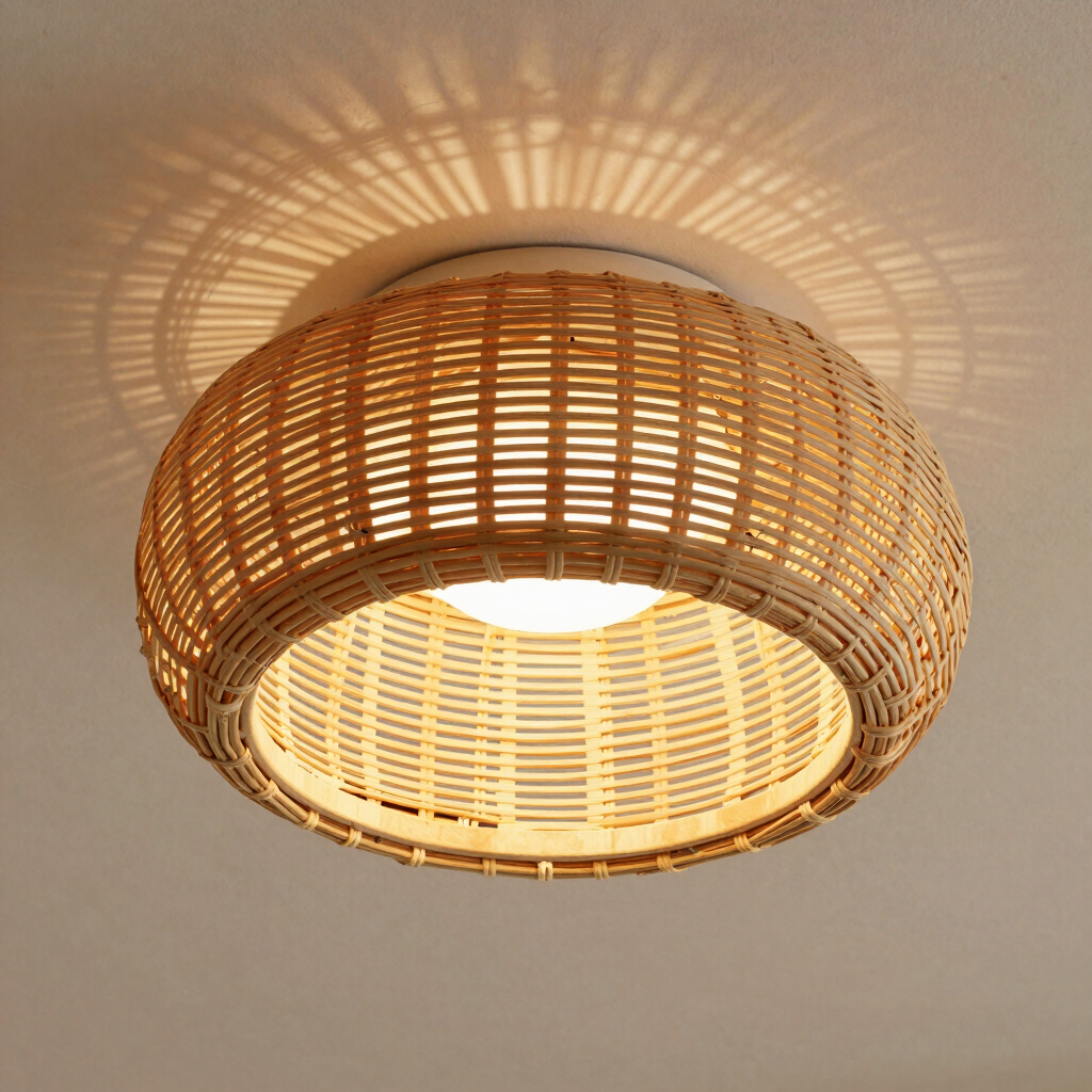 Woven Rattan Flush Mount