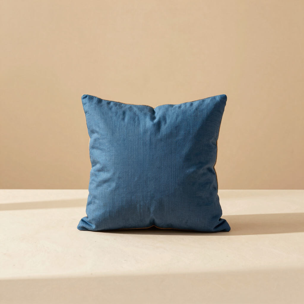 Indigo Block-Print Cotton Cushion