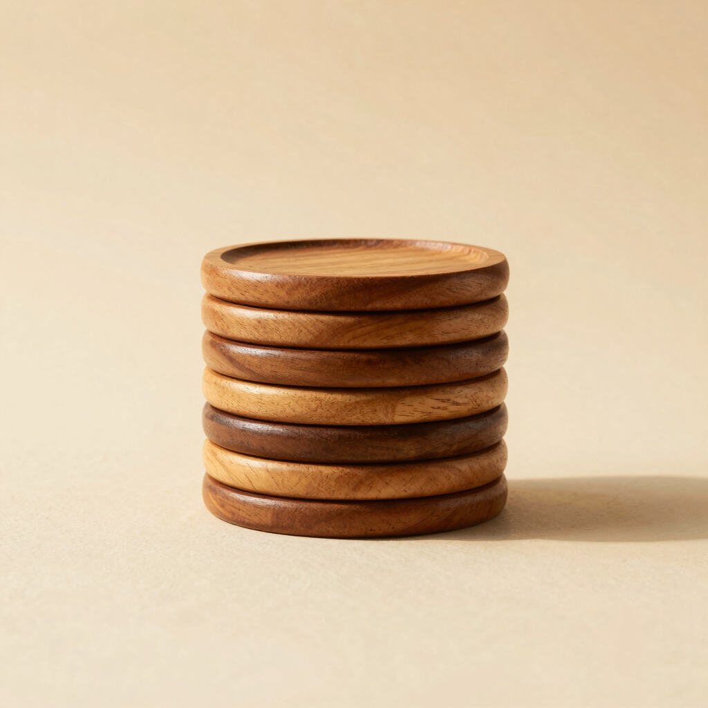 Hand-Carved Neem Wood Coasters