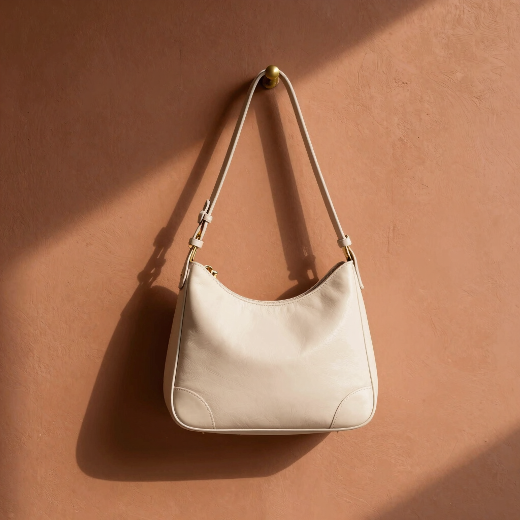 Crescent Shoulder Bag in Cream