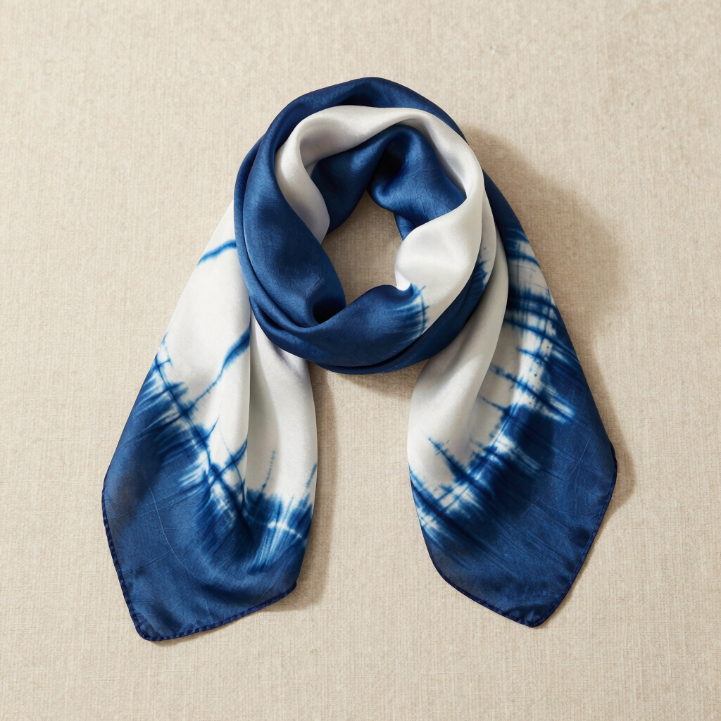 Écharpe en Soie Indigo Shibori