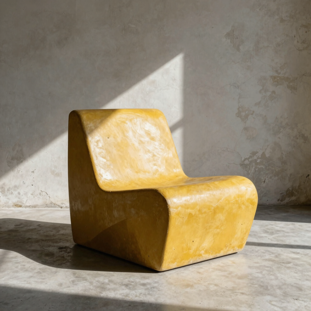 Cast Yellow Concrete Lounge Chair