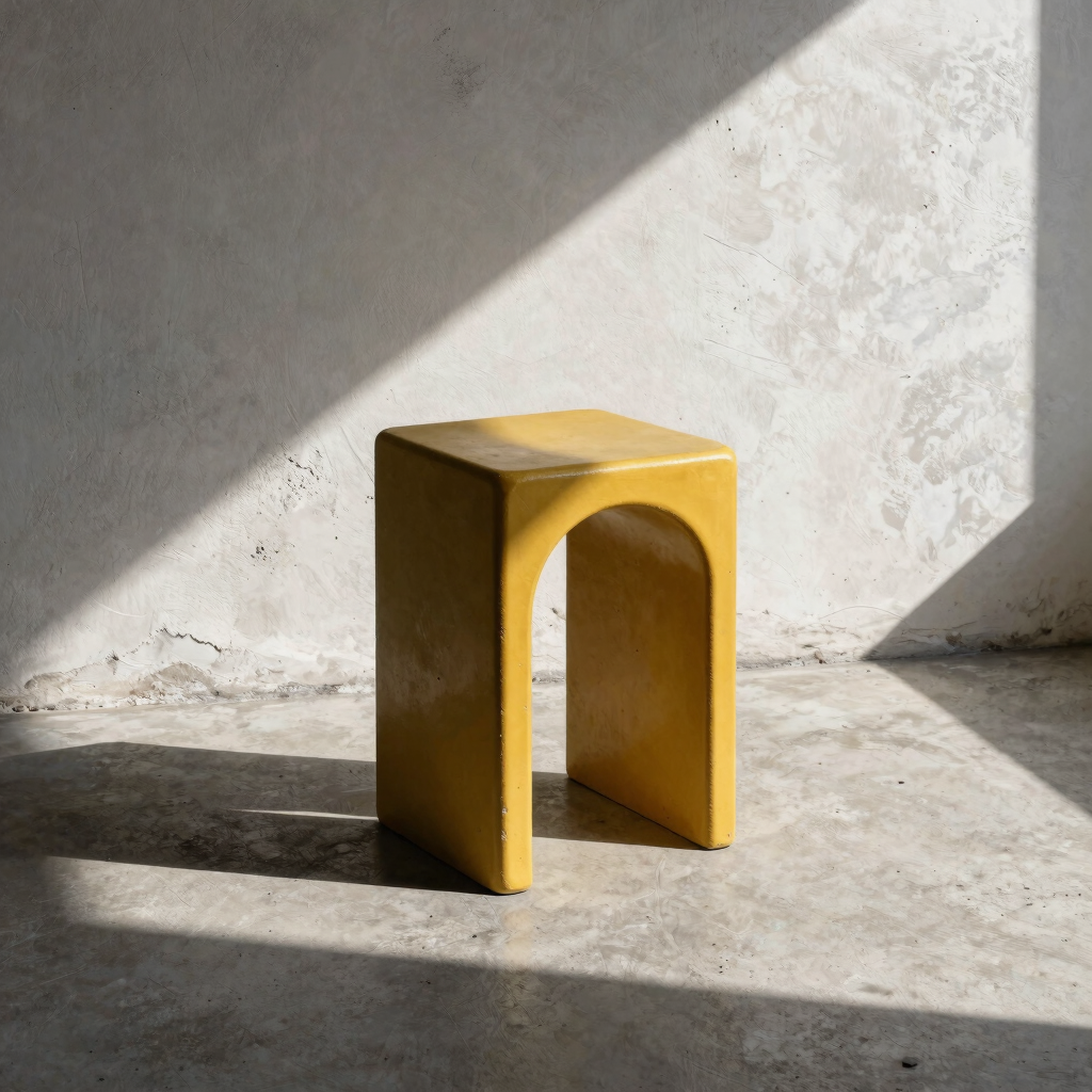 Monolithic Ochre Concrete Stool