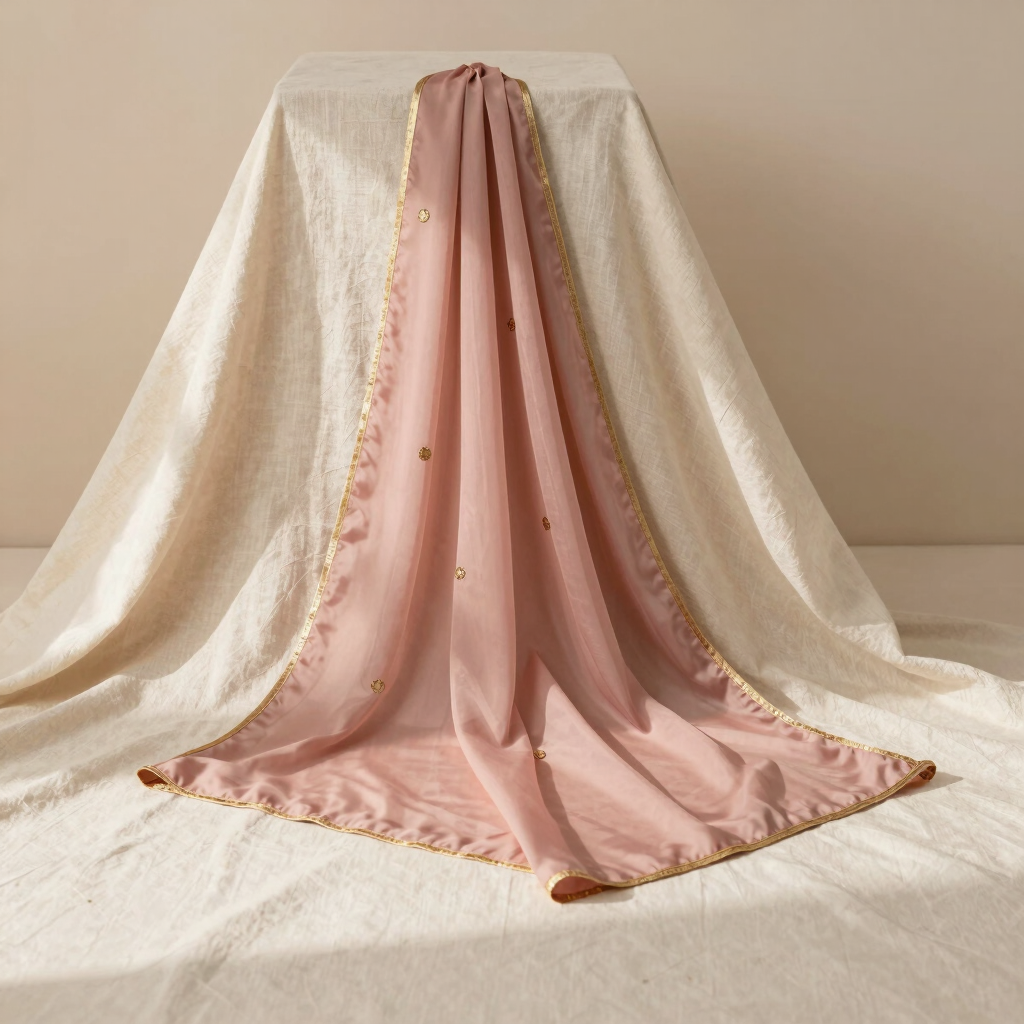 Sheer Rose Organza Dupatta