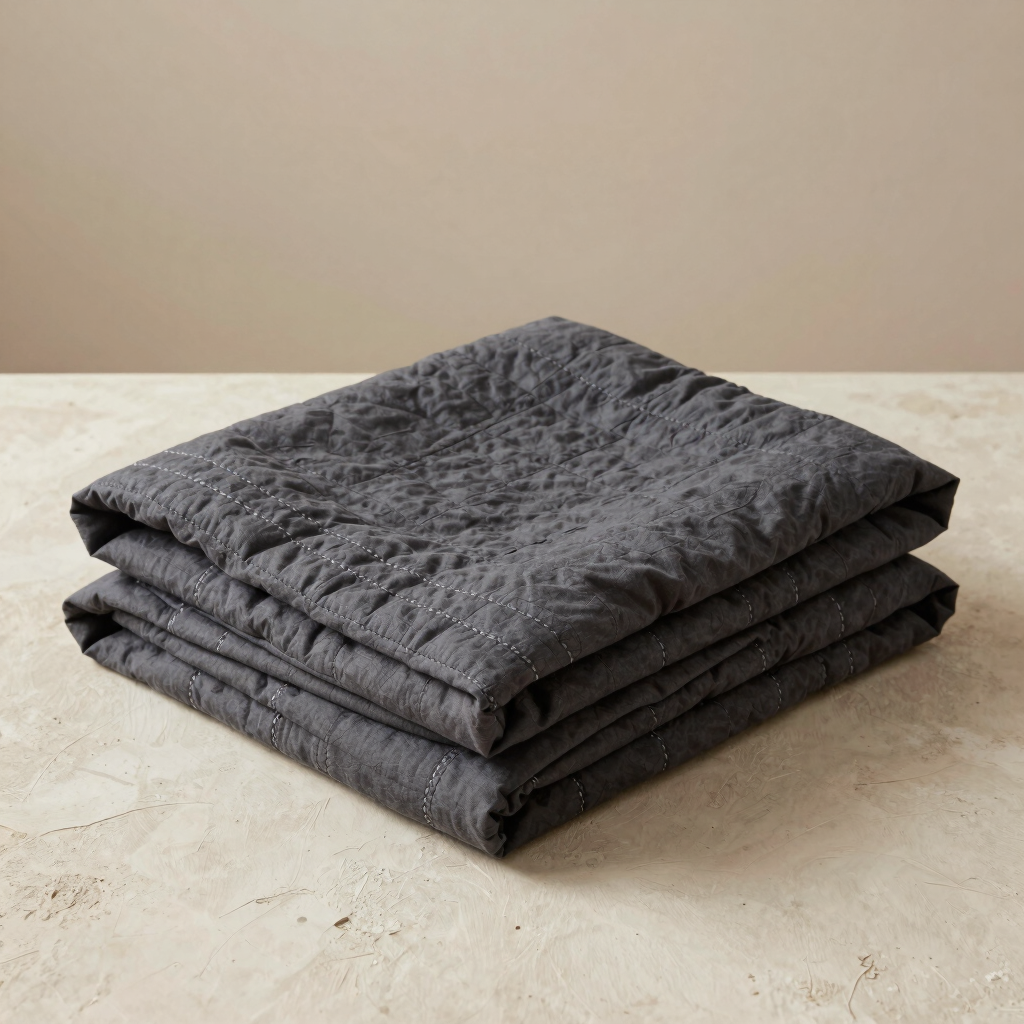 Kantha Stitched Charcoal Quilt