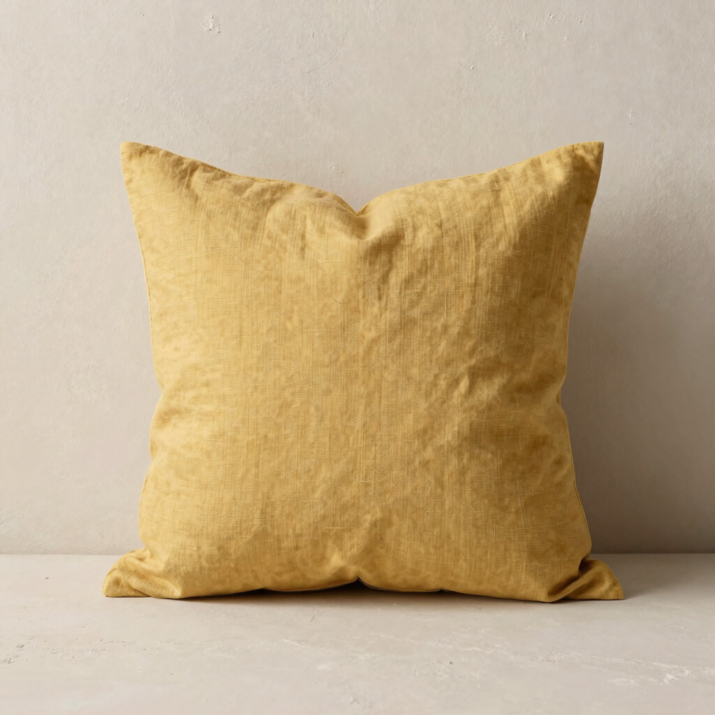 Earthy Ochre Linen Pillow Cover
