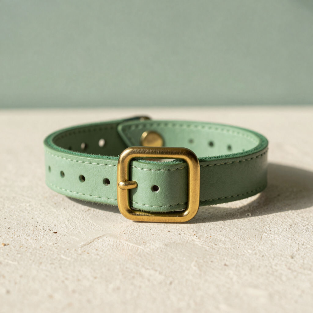 Collar de Piel Vegana Verde Salvia