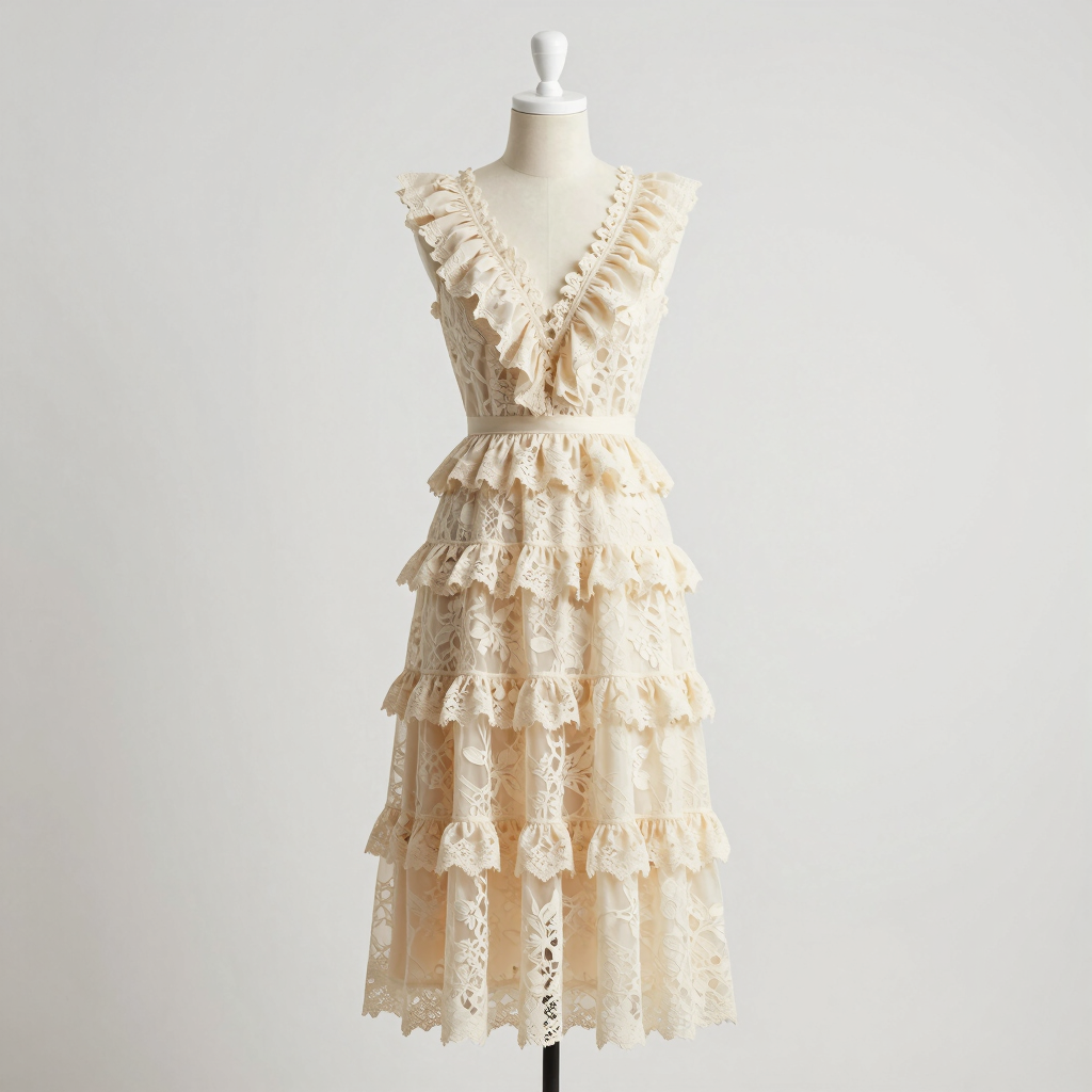 Tiered Ruffle Lace Dress