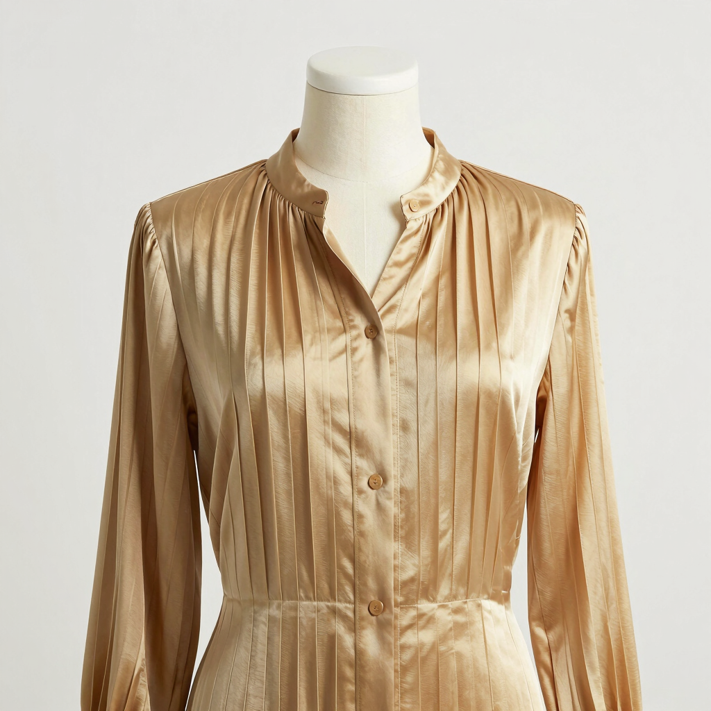 Sleek Pleated Silk Blouse