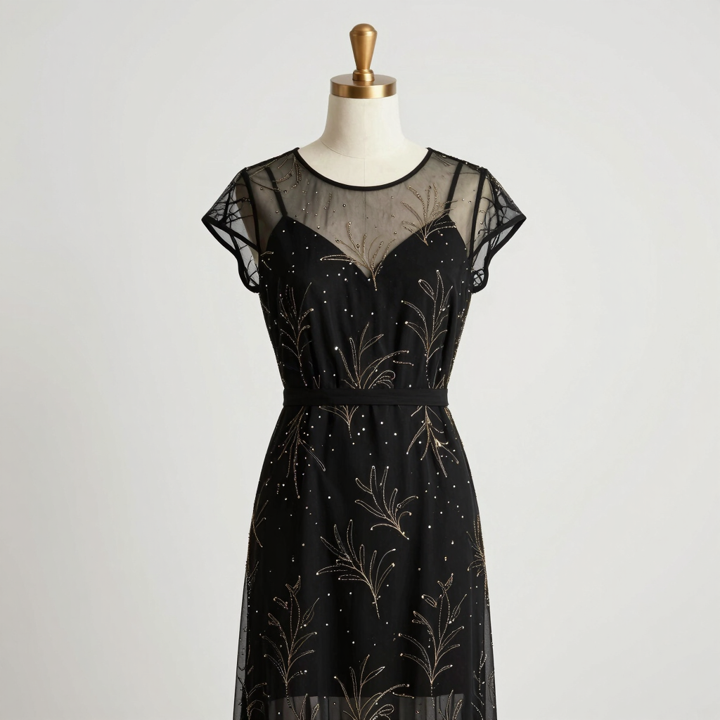 Luxury Mesh Embroidered Dress
