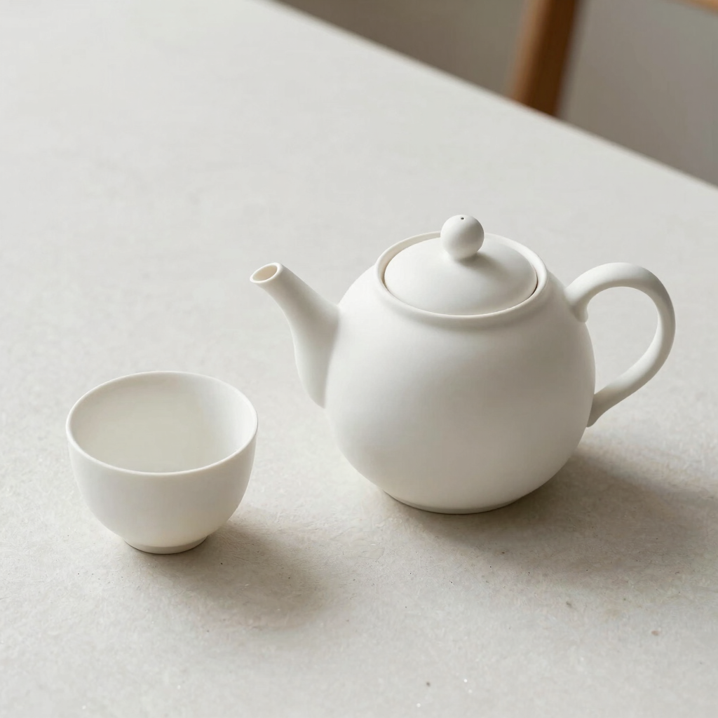 Minimalist Matte White Tea Set