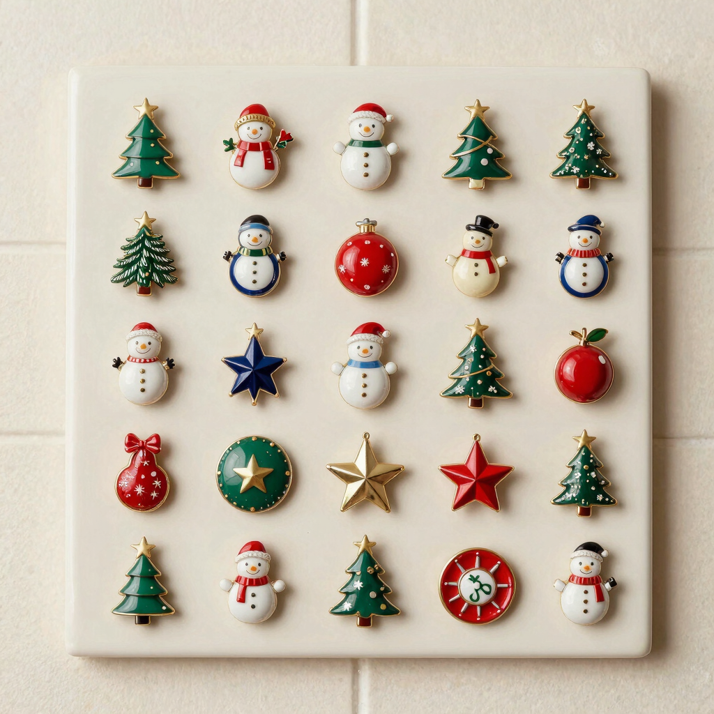 Enameled Holiday Brooches Mixed Set